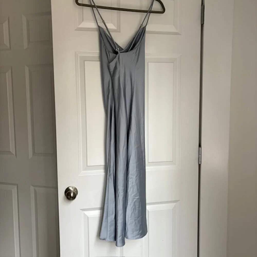 Show Me Your MuMu Tuscany Midi Slip Dress in Silver Luxe Satin